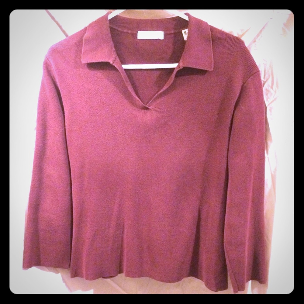 Knit shirt with collar and 3/4 length sleeves